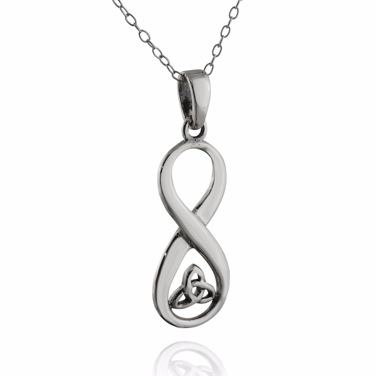Trinity Knot Infinity Sign Necklace – 925 Sterling Silver Pendant Love Gift NEW
