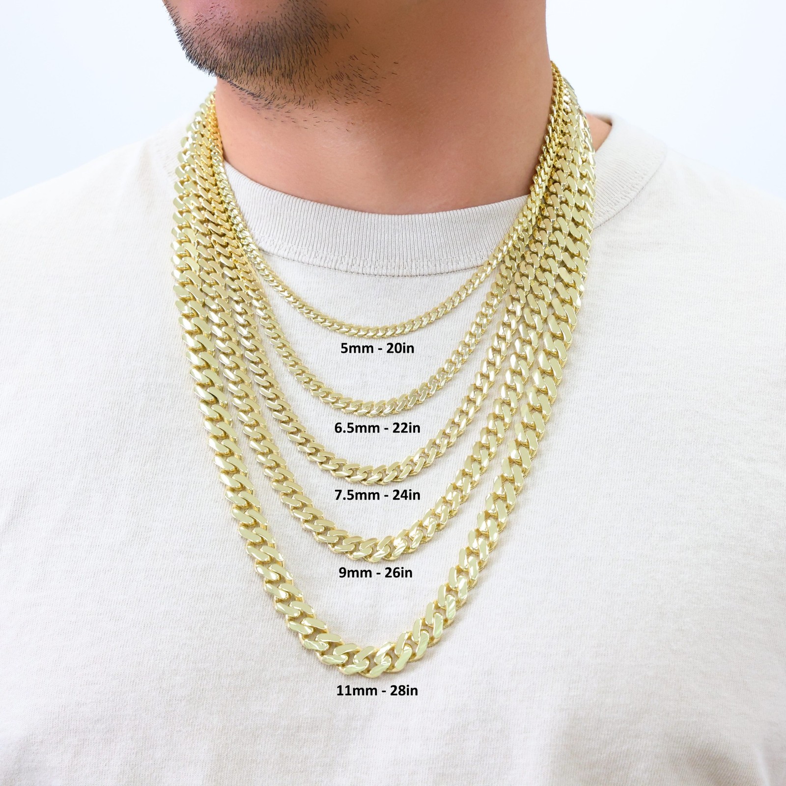 10K Yellow Gold Miami Cuban Royal Monaco Chain 6mm-20mm Necklace Bracelet 7″-30″