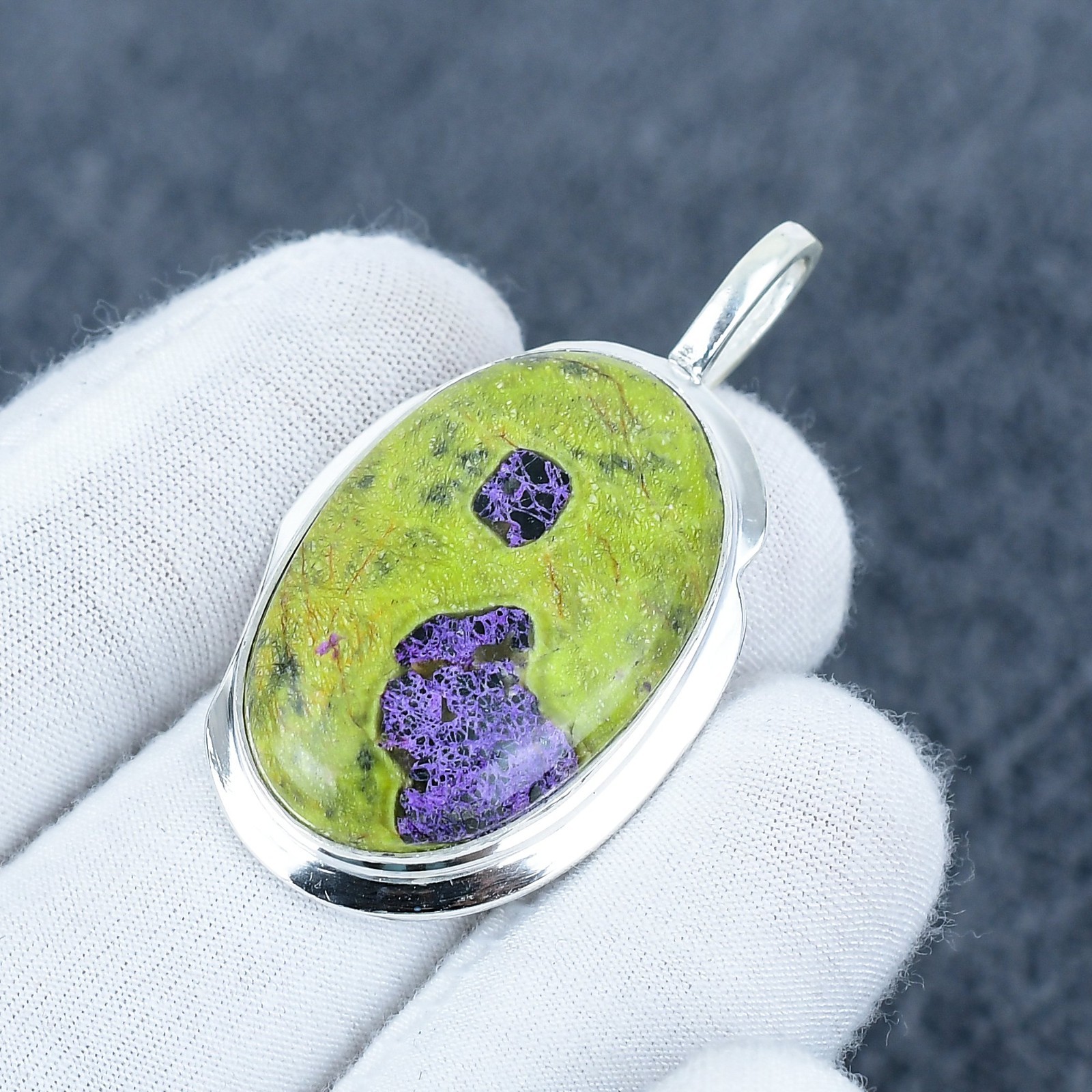 Stichtite in Serpentine Pendant | Sterling Silver Atlantisite Necklace, Gift