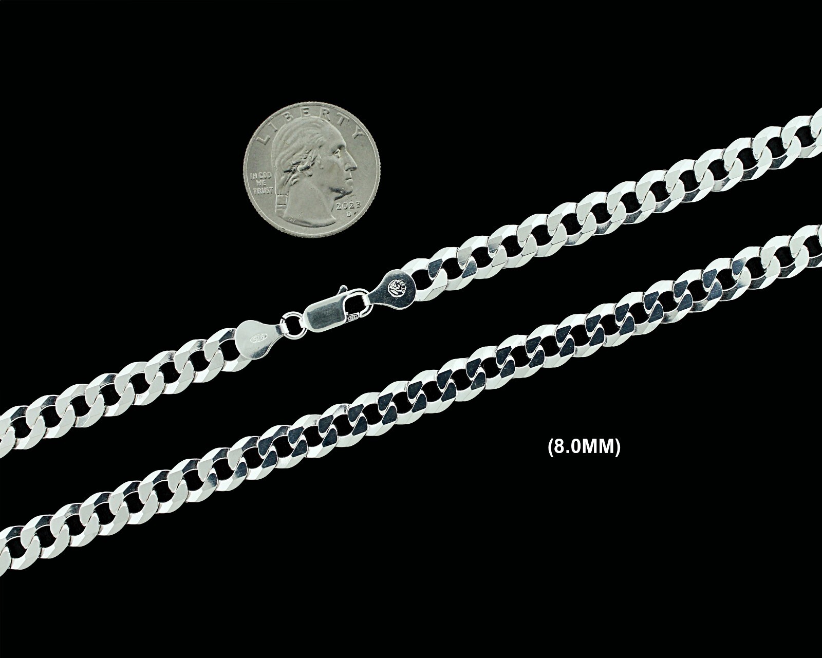 Real SOLID 925 Sterling Silver CURB CUBAN Chain Necklace or Bracelet Mens Womens