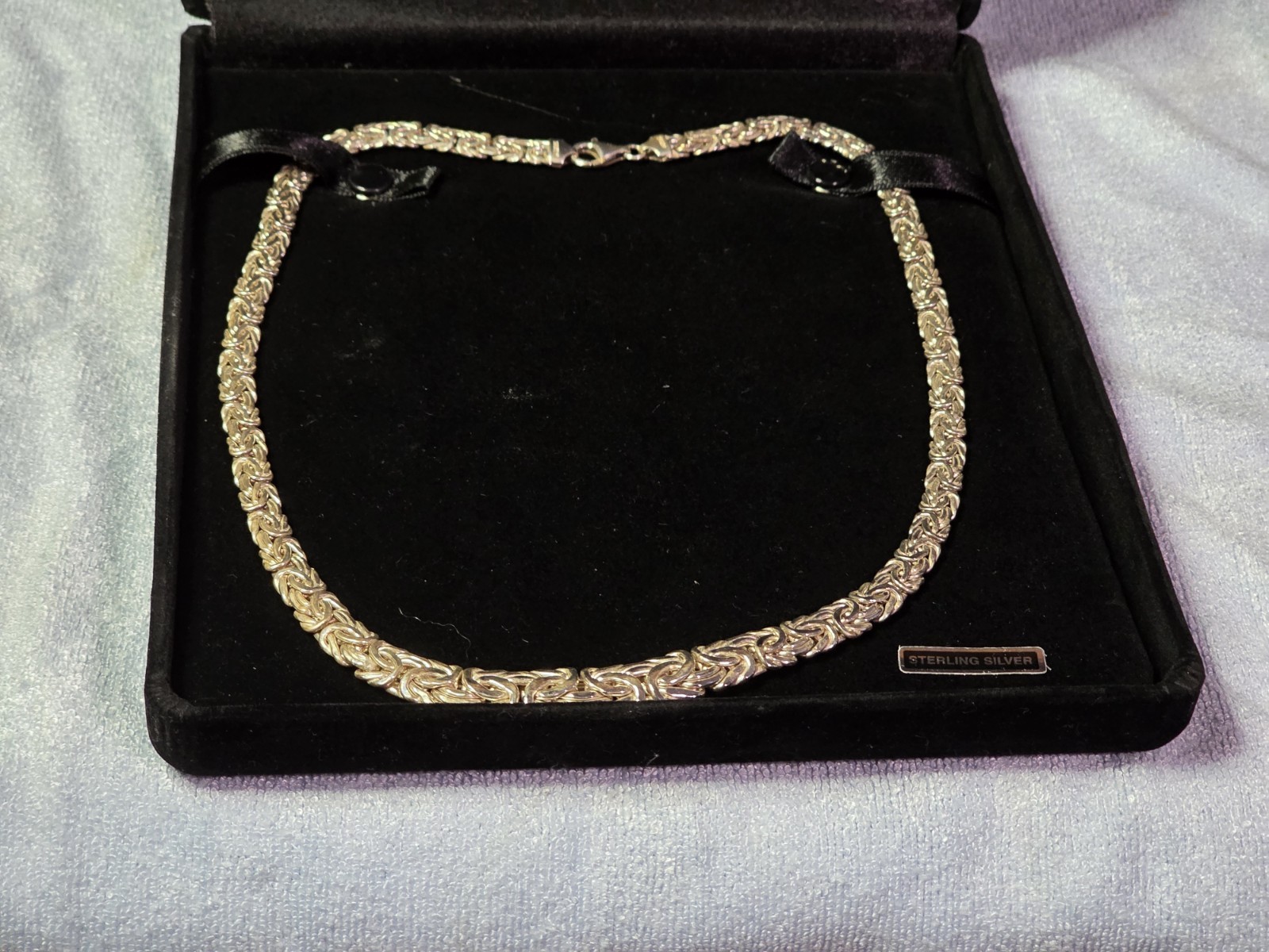 Flat Graduated Byzantine Necklace 925 Sterling Silver 18″ AK 925 Turkey 27 Grams