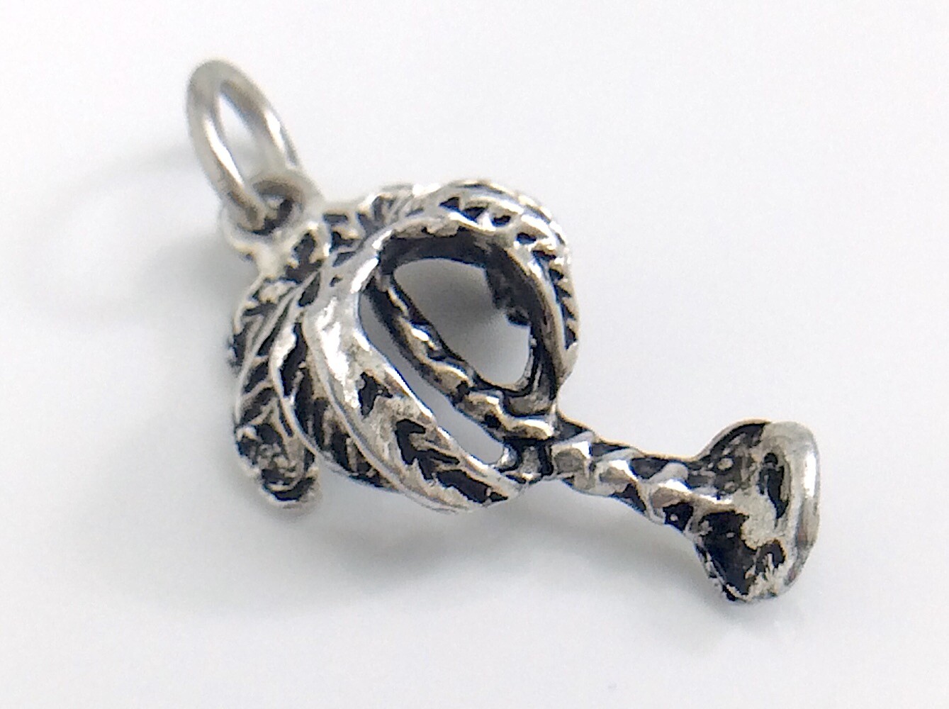 Palm Tree Plant Unmarked Sterling Silver Pendant Charm 1.1g 0.75in J023