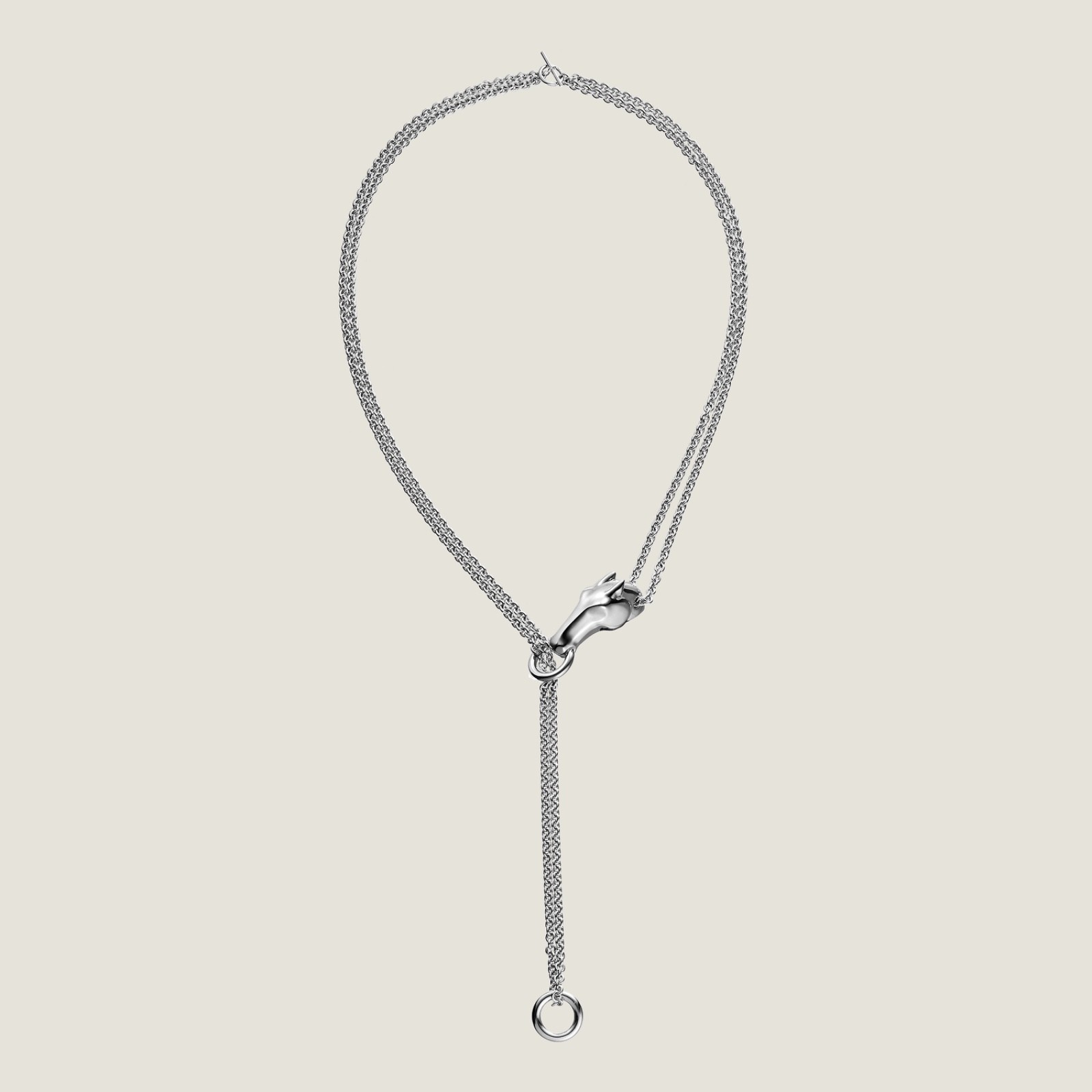 $3,700 HERMES Galop Sterling Silver LONG Necklace LARGE Model 70 cm
