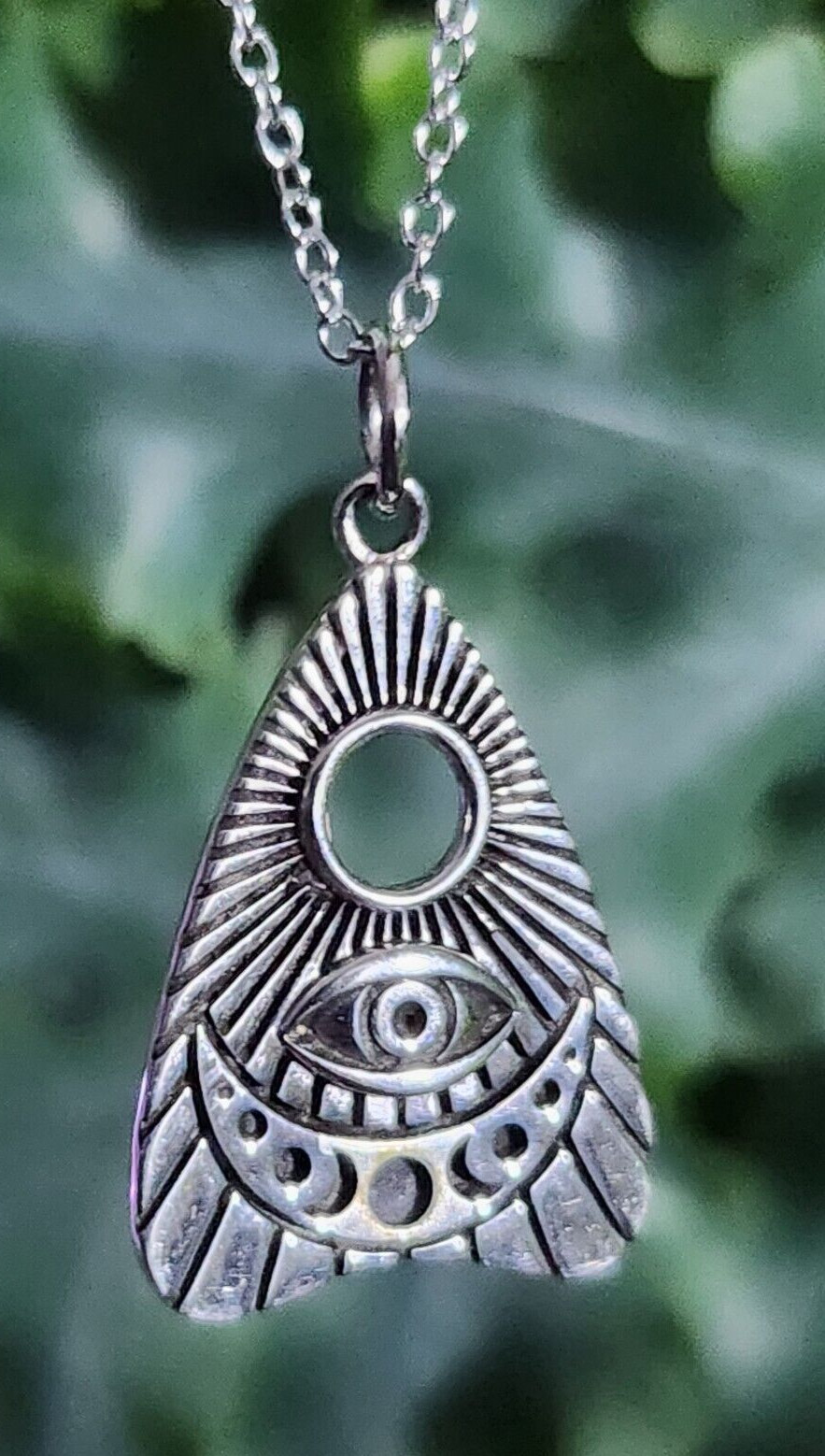 Ouija Necklace Pendant 18″ Chain 925 Silver All Seeing Eye Spiritualist Occult