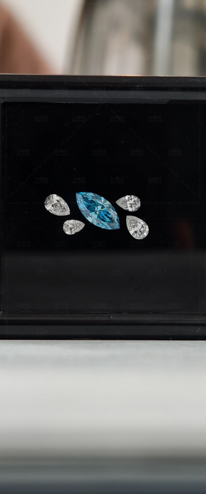 2.00 TCW Fancy Blue Marquise Diamond Cluster White Pear Cut Loose Stones Lot