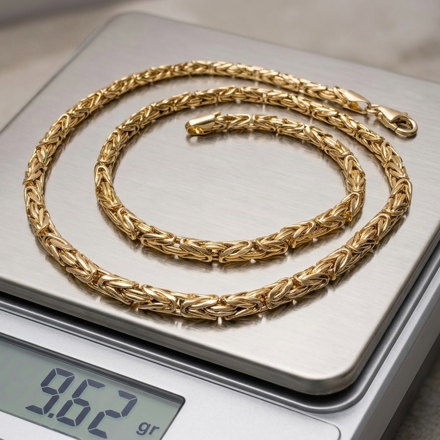 14K Gold Byzantine Chain Necklace Round Polished Yellow Finish Men Women QVC