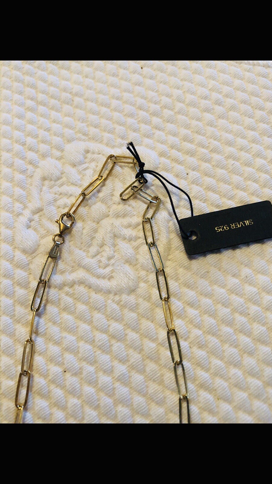 Woman’s Gold Over Sterling Silver Paper Clip Necklace Measuring 18 Inch Italy
