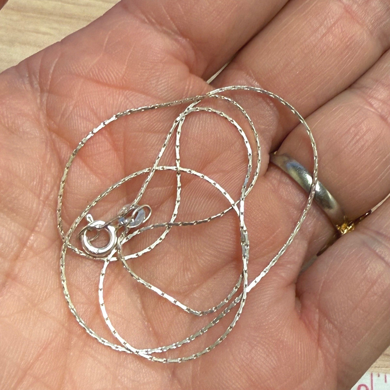 925 Sterling Silver Fine Box Sparkle Chain Necklace 16 Inch Minimalist