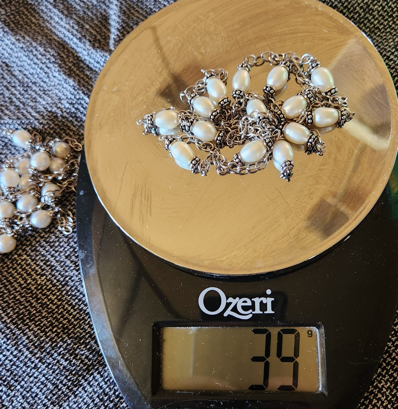 Set Of Two 32″ Honora Silver And Pearl Station Necklaces Signed 925