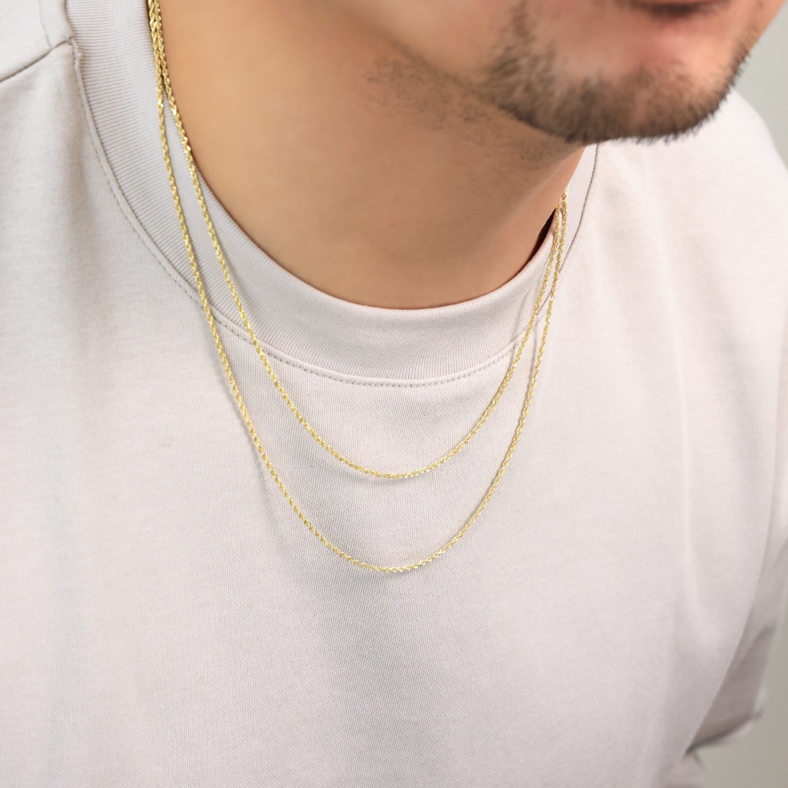 14K Yellow Gold 1mm-10mm Diamond Cut Rope Chain Necklace Mens Women 18″- 28″