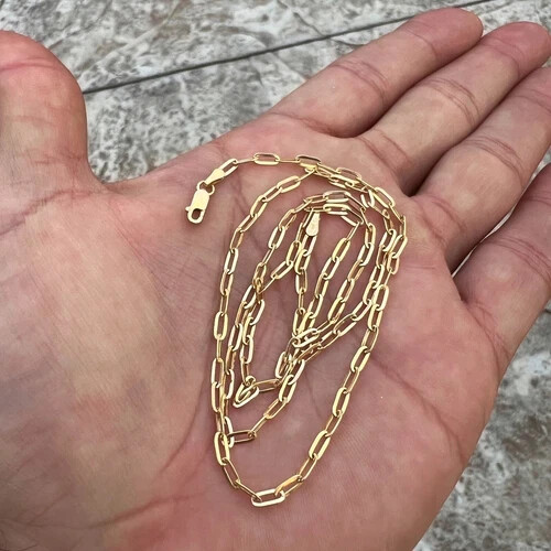 14K Yellow Gold 2.5mm Paperclip Link Chain Necklace, 20”
