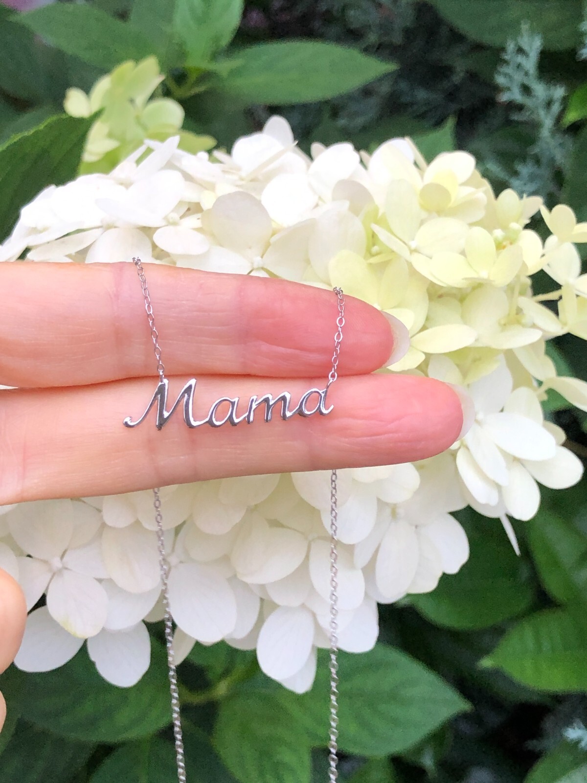 925 Sterling Silver Script Mama Pendant Necklace 31mm(1.22″) 15.25-17.25″