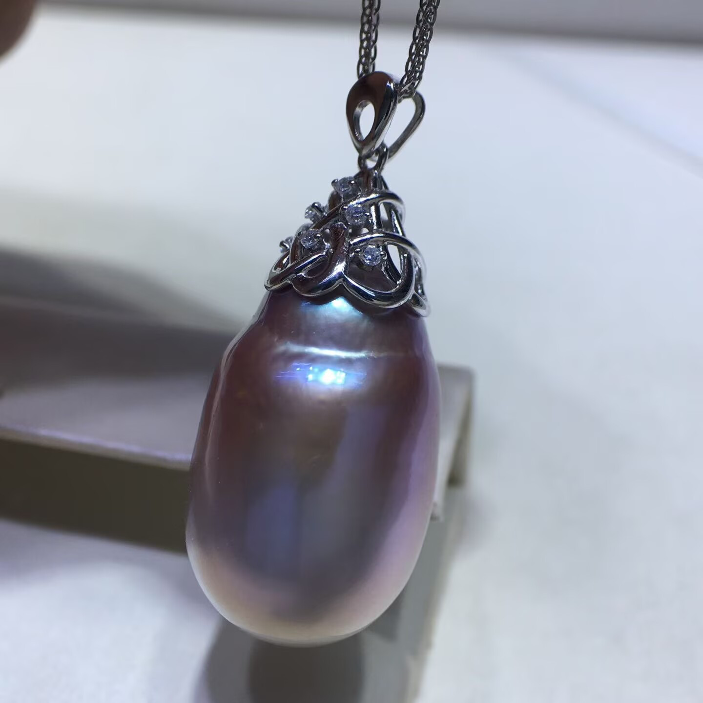 gorgeous 15.3-26mm south sea drop lavender pearl pendnat 925s(Mr)