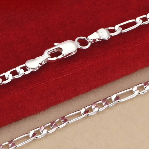 925 Sterling Silver 4MM Chain Bracelet Necklace for Men Women Wedding Gifts