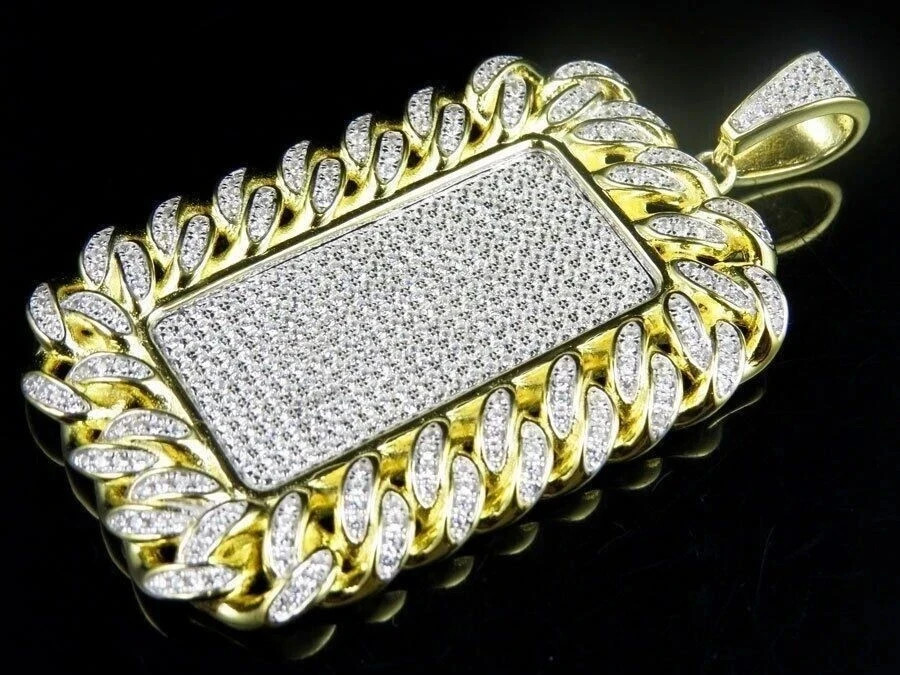 2.70Ct Lab Created Diamond Round Dome Pillow Pendant 14K Yellow Gold Finish