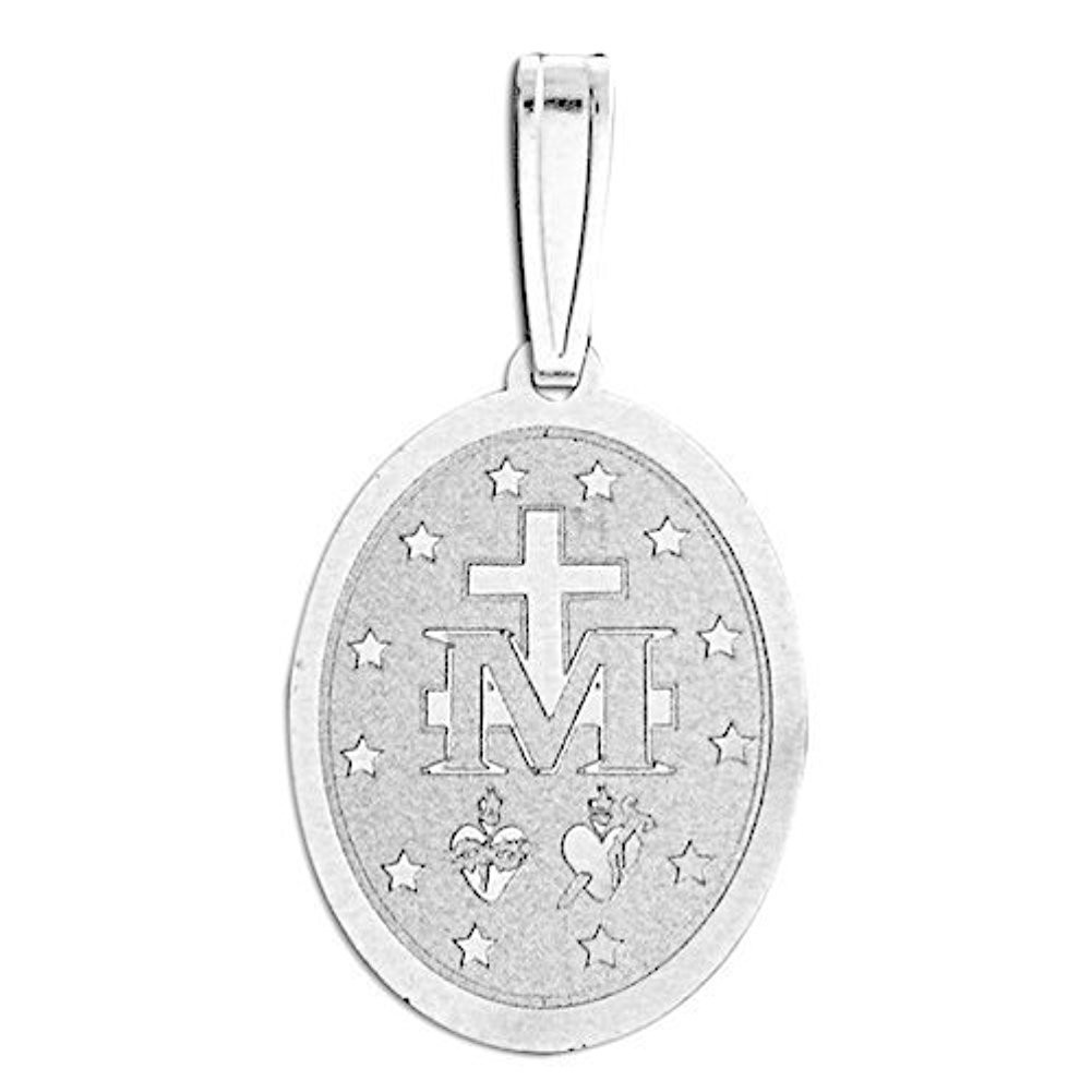 Miraculous Medal Oval Pendant – 1/2 Inch X 2/3 Inch – Sterling Silver