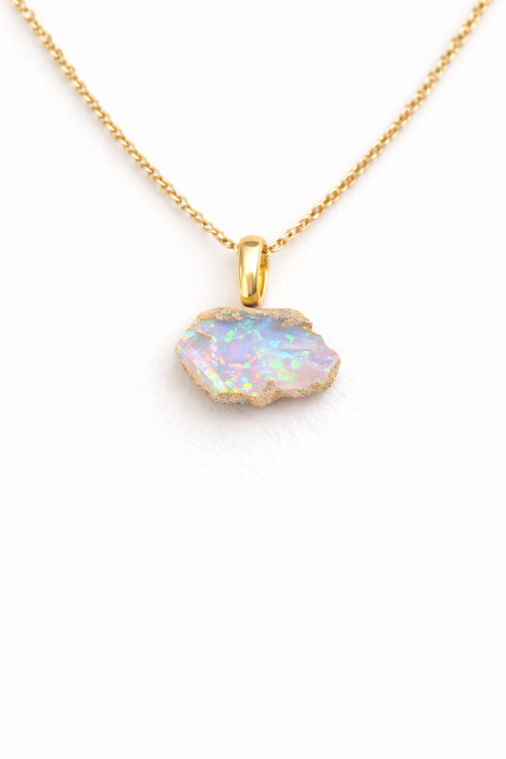 Natural Welo Opal Rough Necklace Raw Stone Pendant October Birthstone Gift Her
