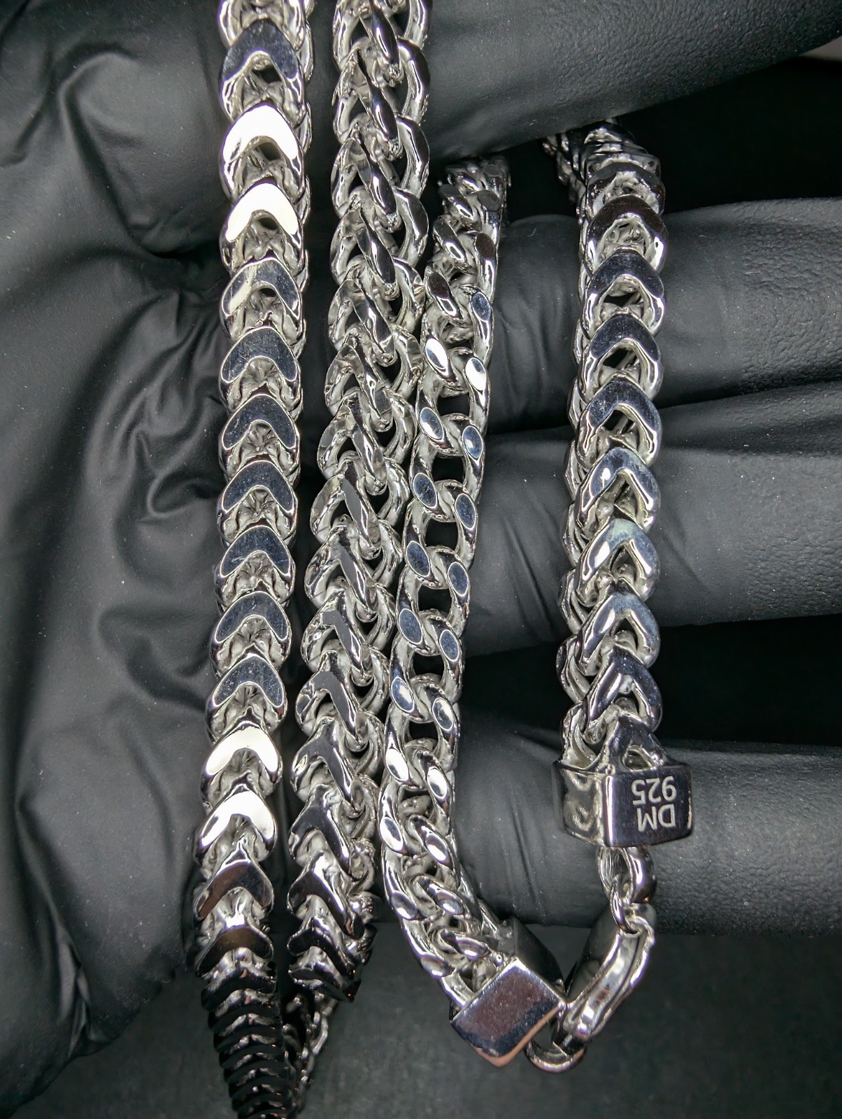 Semi Solid 925 Italian Silver 6.6mm 24in Franco Necklace – Rhodium Finished