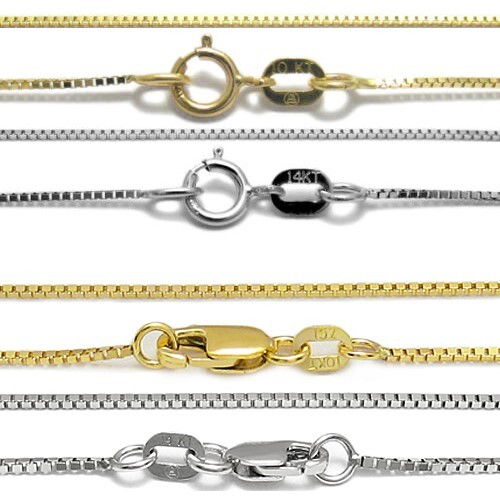 Guaranteed 10K or 14K Gold Box Chain Necklace Two Sizes – All Lengths