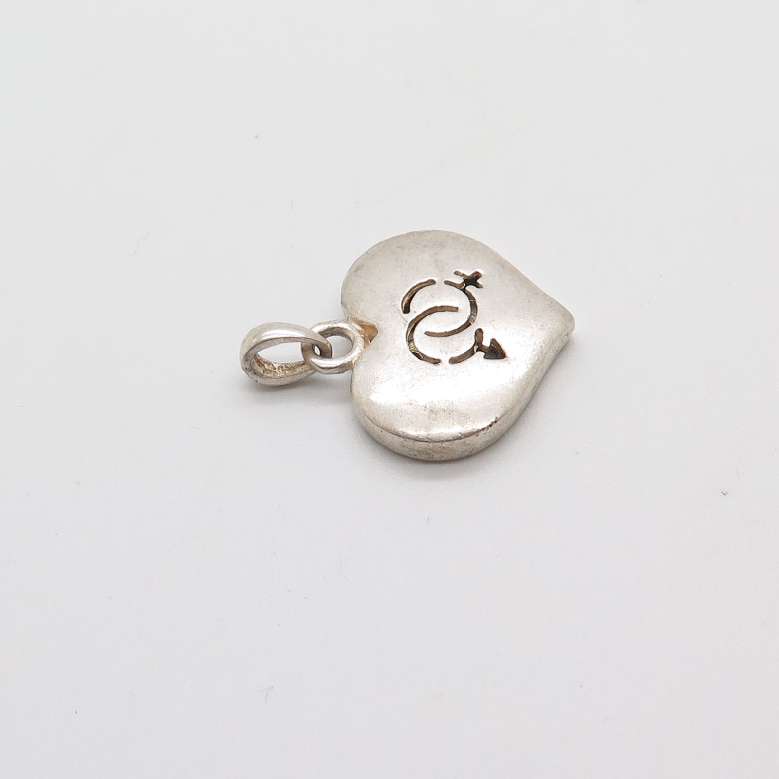 925 Sterling Silver Heart Cut-out Intertwined Male and Female Symbols Pendant