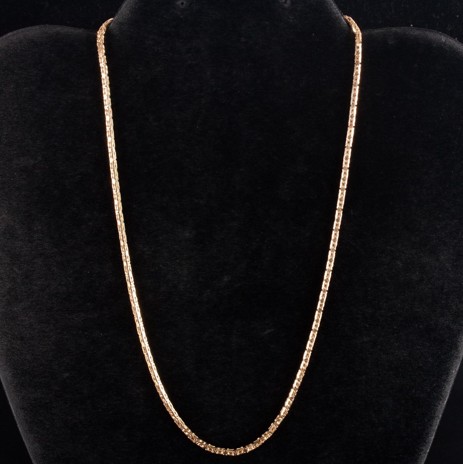 14k Yellow Gold Italian Byzantine Style Chain Necklace 11g 16″ Length 2mm Width
