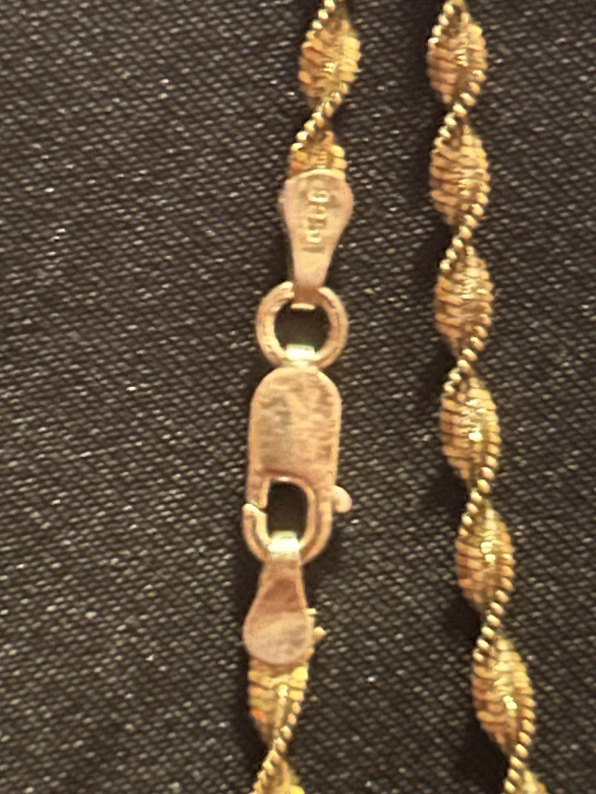 925 Yellow Gold Rope Chain Necklace, Sterling Silver Base, No Stone, Lobster