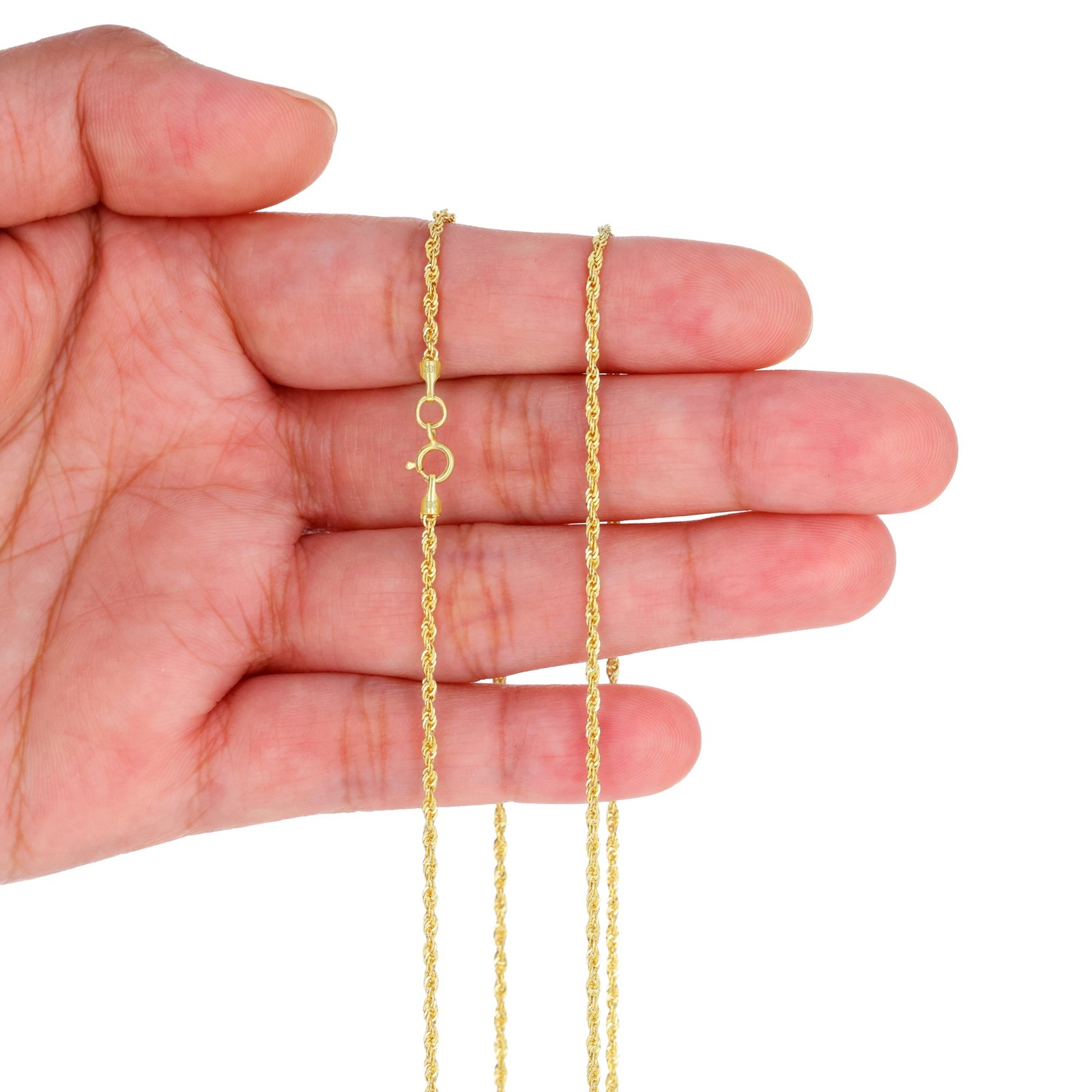 10K Yellow Gold 1mm-4mm Light Diamond Cut Rope Chain Necklace Men Women 16″- 30″