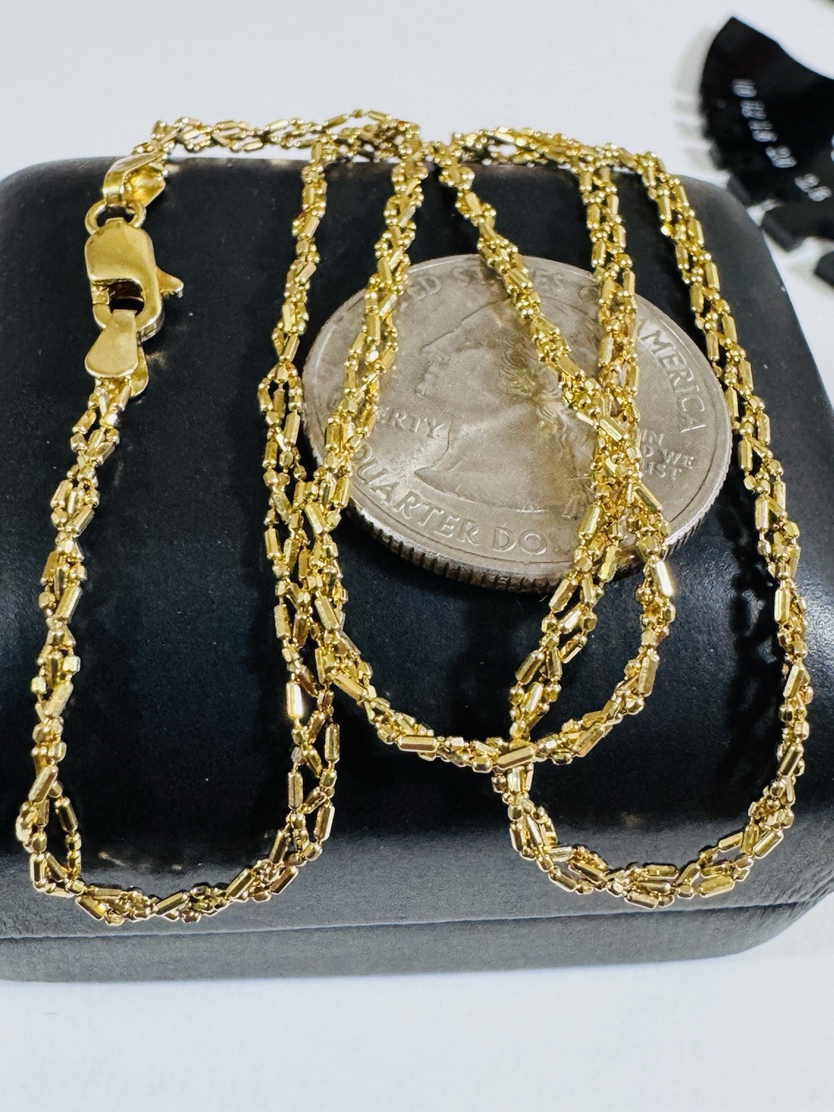 SOLID 18K 750 Gold Beads Chain Necklace 16”/16.5” Long 5.2g 2.5mm Choker WOMENS
