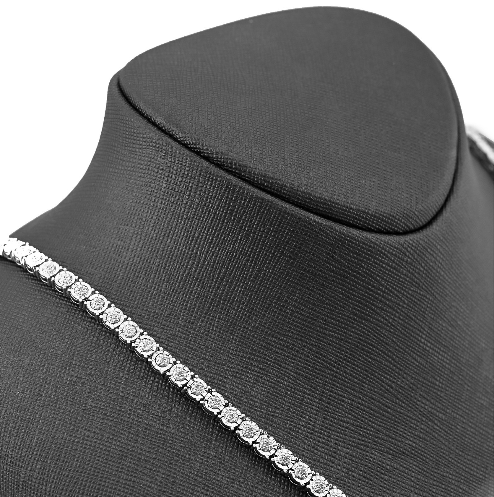 925 Silver 2.75CTW Illusion Setting 22 Inches Tennis Chain Necklace 35 grams