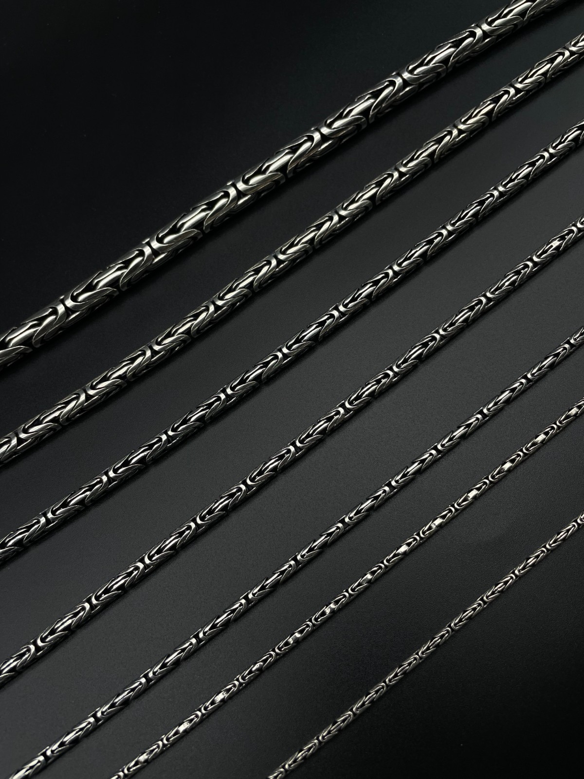 925 Sterling Silver King Byzantine Solid Oxidized Round Chain Necklace, Gift Men