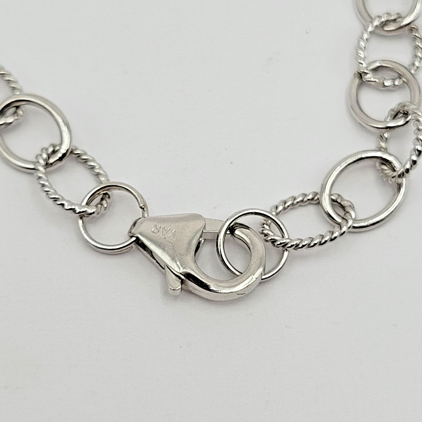 Sterling Silver Peacock Pearl Twist Cable Link Pendant Necklace ~ 18″