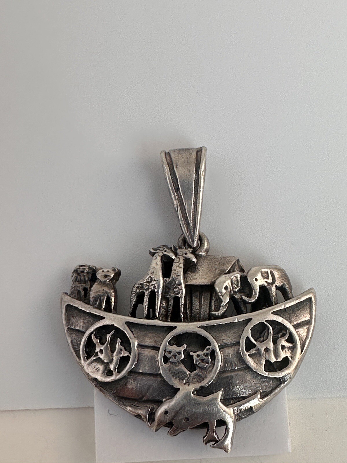 Vintage Sterling Silver 925 Animals Noah’s Ark 3D Pendant Faith 5g Bible Jewelry