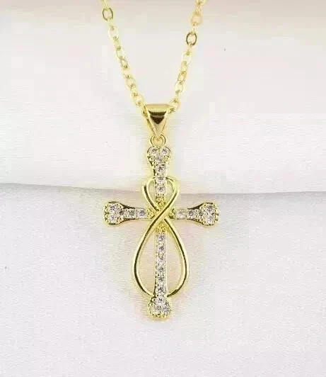 2Ct Round Cut Lab Created Diamond Women’s Cross Pendant 14K Yellow Gold Plated