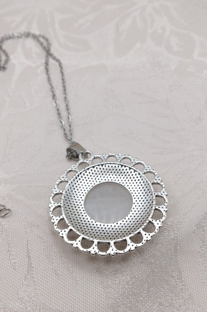 Clear Quartz Gemstone Necklace Silver 17″ NF Birthday Pendant Handmad New Dainty