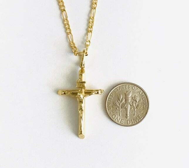 10K Real Gold Jesus Crucifix Necklace – 10k Real Gold Cross 36mm Pendant-GP09-1