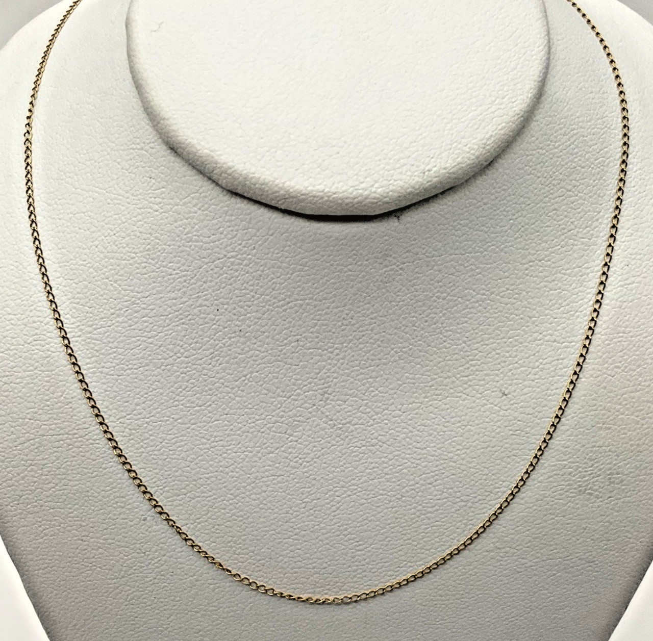 14K Yellow Gold 18.25” Thin Curb Link Chain Necklace