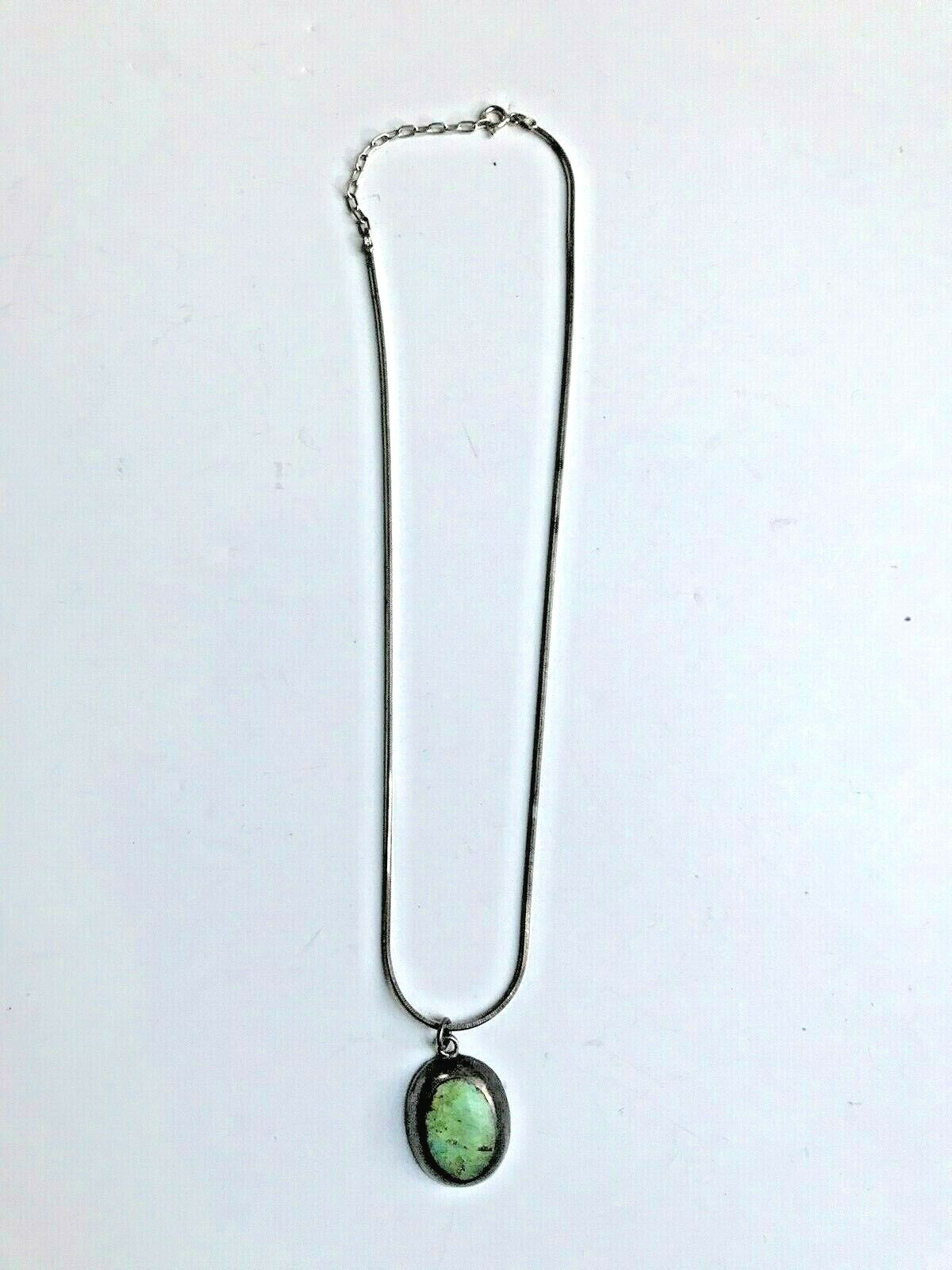 Mexican Turquoise Necklace in Sterling DM 925 on Original Liquid Silver Chain