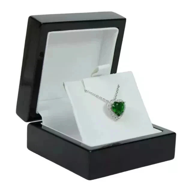 3Ct Lab Created Heart Cut Green Emerald Heart Pendant 14k White Gold Plated