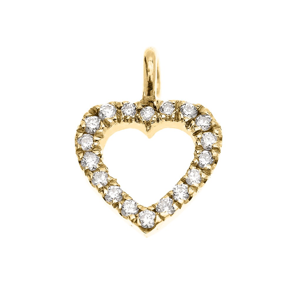 14K Gold Diamond Heart Pendant Necklace (Available in Yellow/Rose/White Gold)