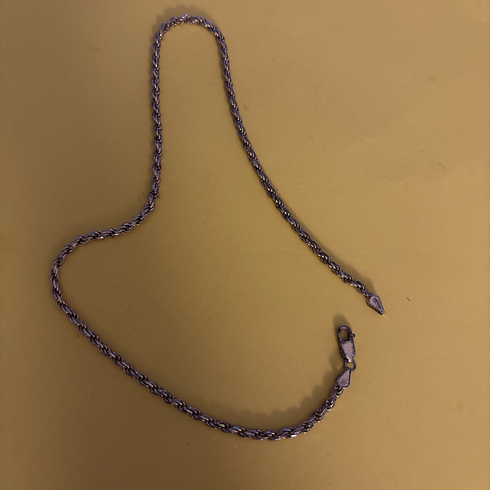 Solid 10K Gold Rope Chain Necklace 18″ 2.14g 2mm Genuine Diamond Cut Men Women