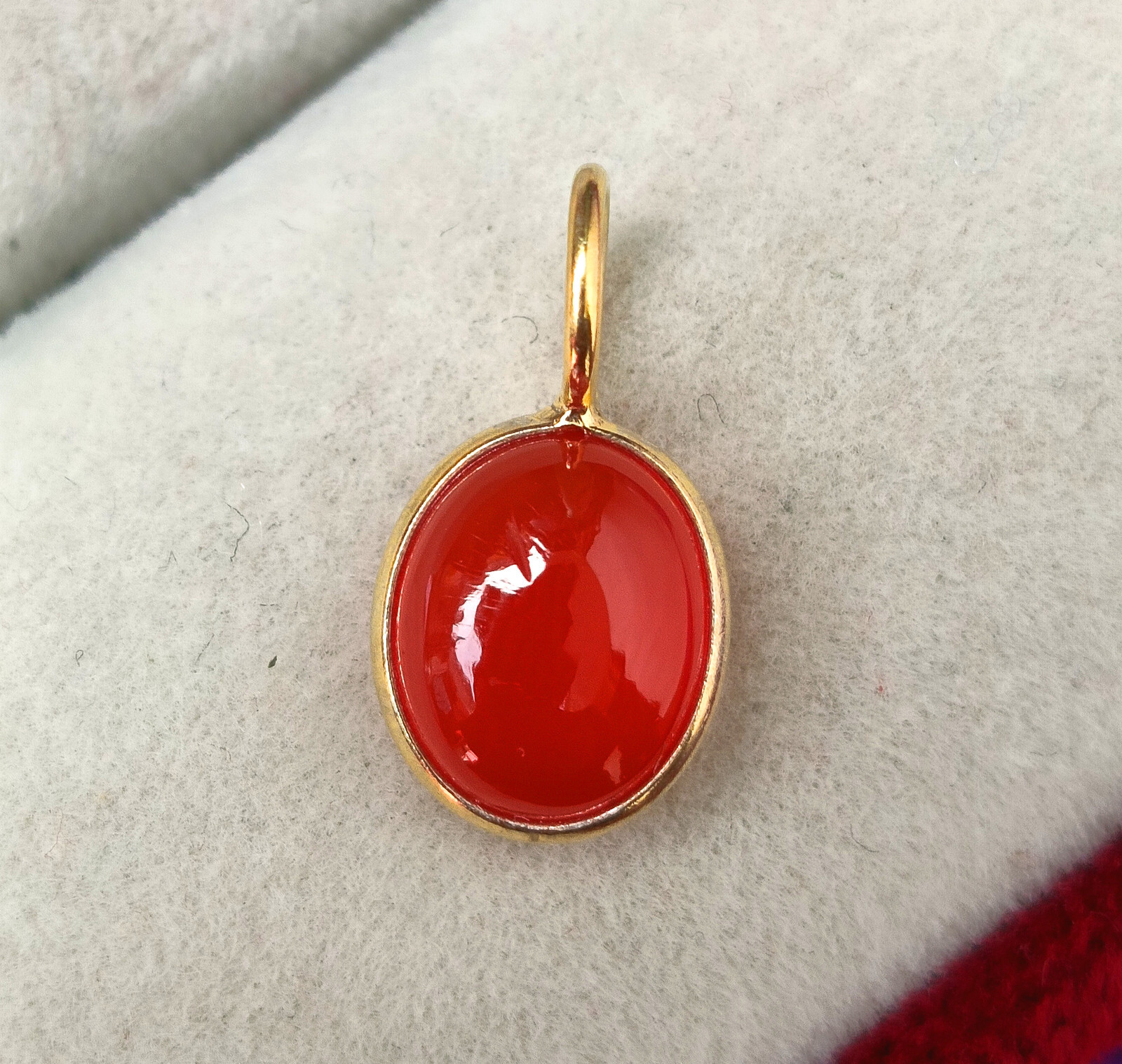 Carnelian Cabochon 18k Solid Gold Charm Pendant Dainty Gemstone Handmade Pendant