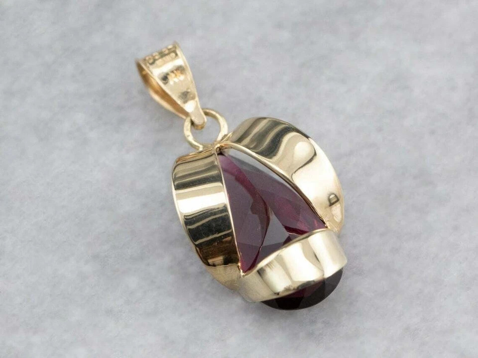 2Ct Pear Cut Lab Created Red Ruby Women Wedding Pendant 14K Yellow Gold Plated