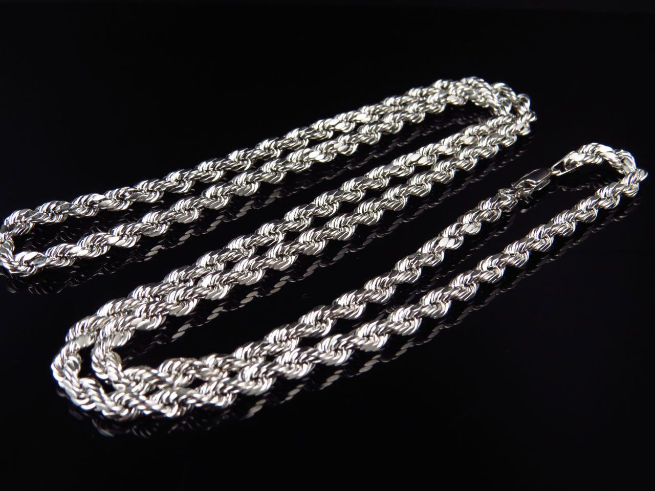Men’s Or Ladies 10K White Gold Hollow Rope Chain 3.5MM 18-28 Inches