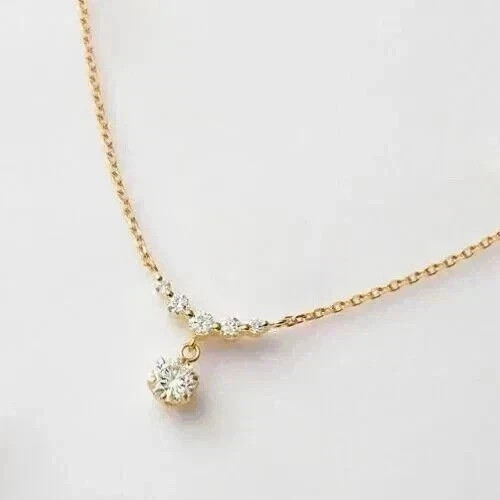 Real Moissanite 2Ct Round Cut Women’s Fancy Pendant 14K Yellow Gold Plated