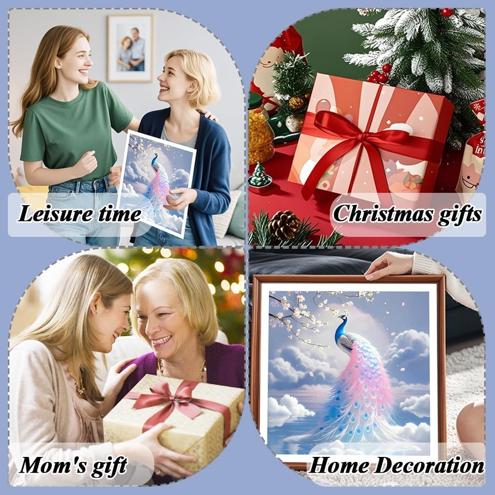 AMORARS Peacock Diamond Art Kits for Adults, 5D Painting for…