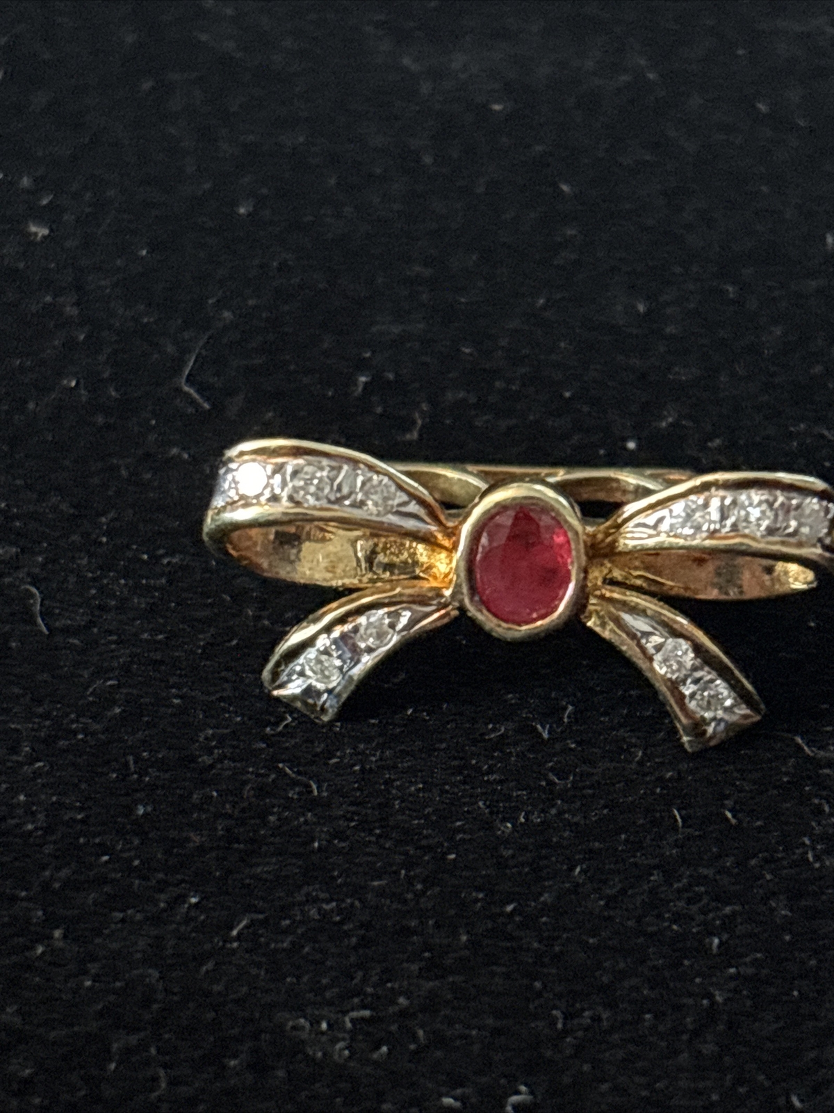VTG 31” Pearl Necklace 14K Gold Diamond Clasp & Gold Ruby Diamond Bow Enhancer
