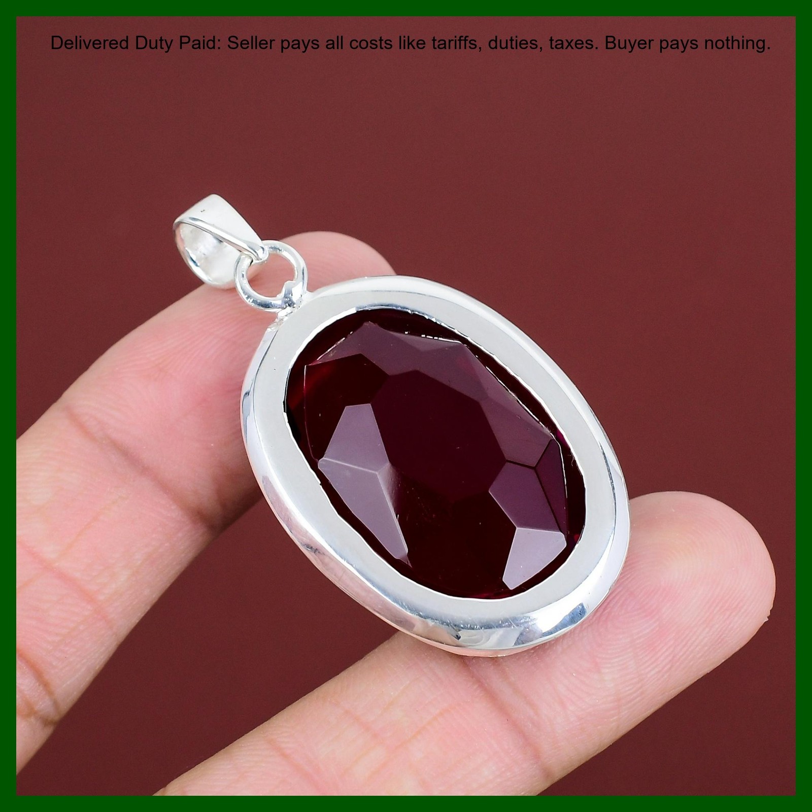 Oval Rubellite Stone Anniversary Sister Birthday Wedding Boho Pendant 925 Silver