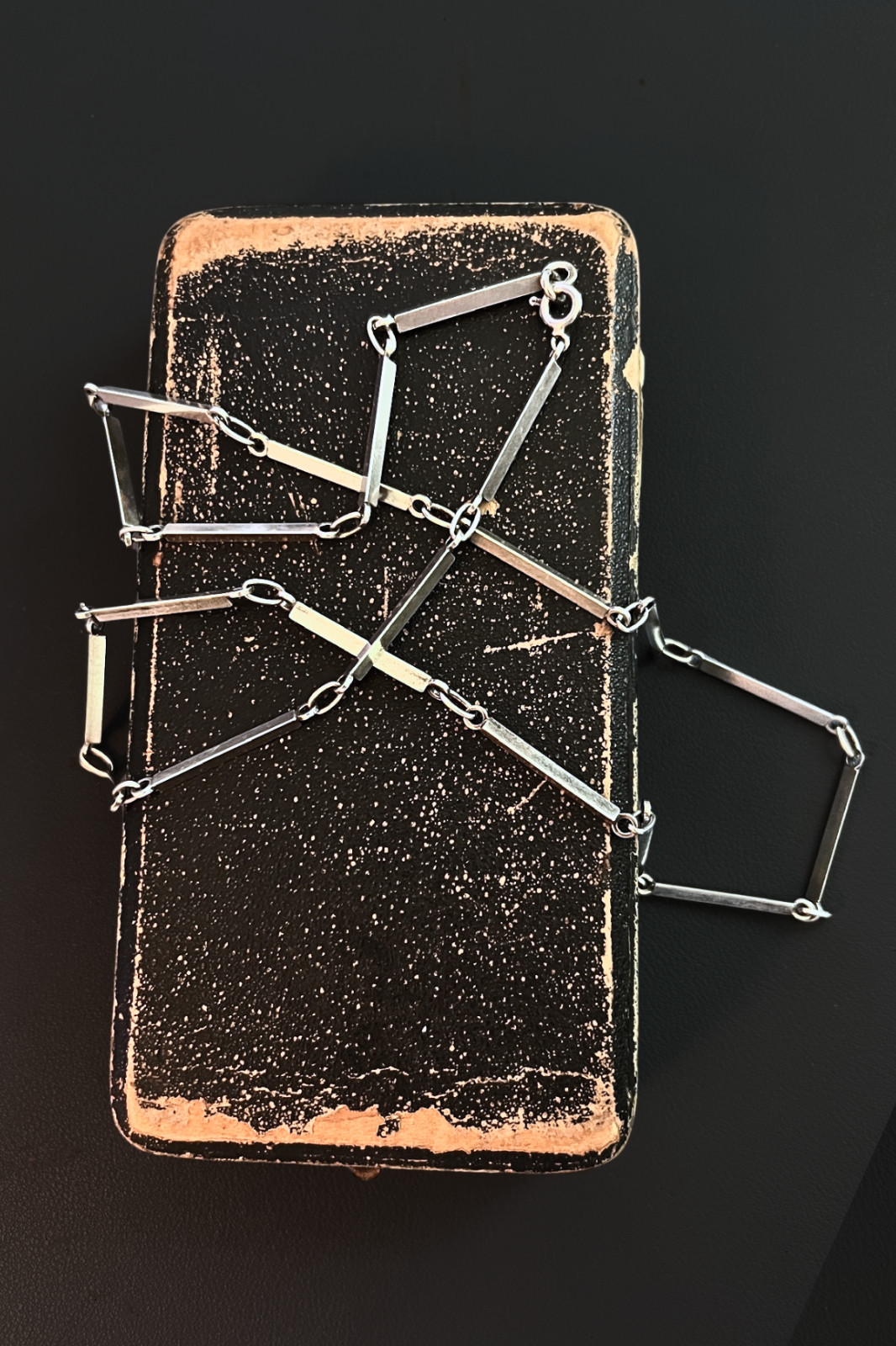 Vintage UnoAErre 800 Silver Geometric Triangle Bar Link Necklace Italy 28.5″ 29g