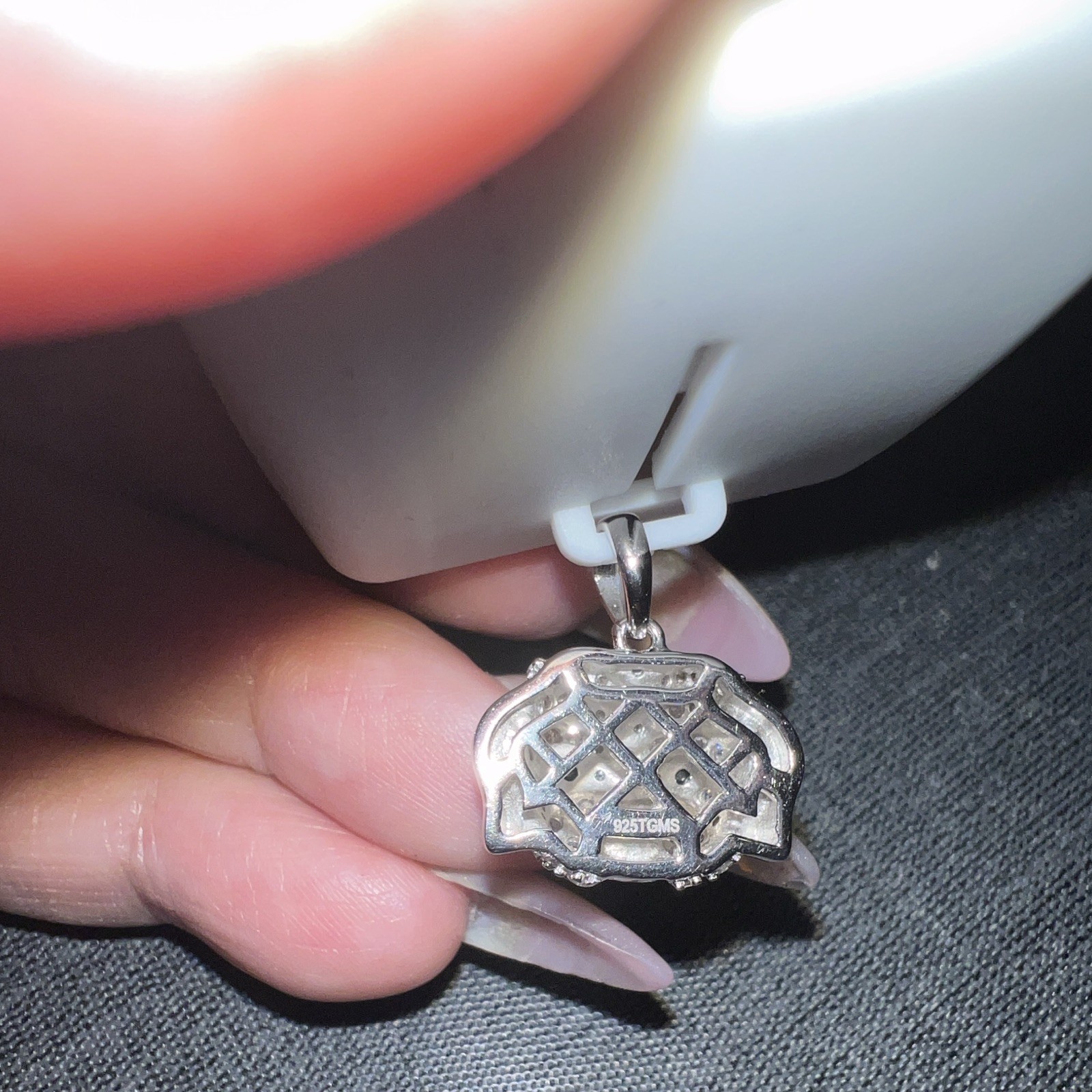 Sterling Silver 925 Moissanite Dog Pendant 1.50ctw White Stone Animal Charm