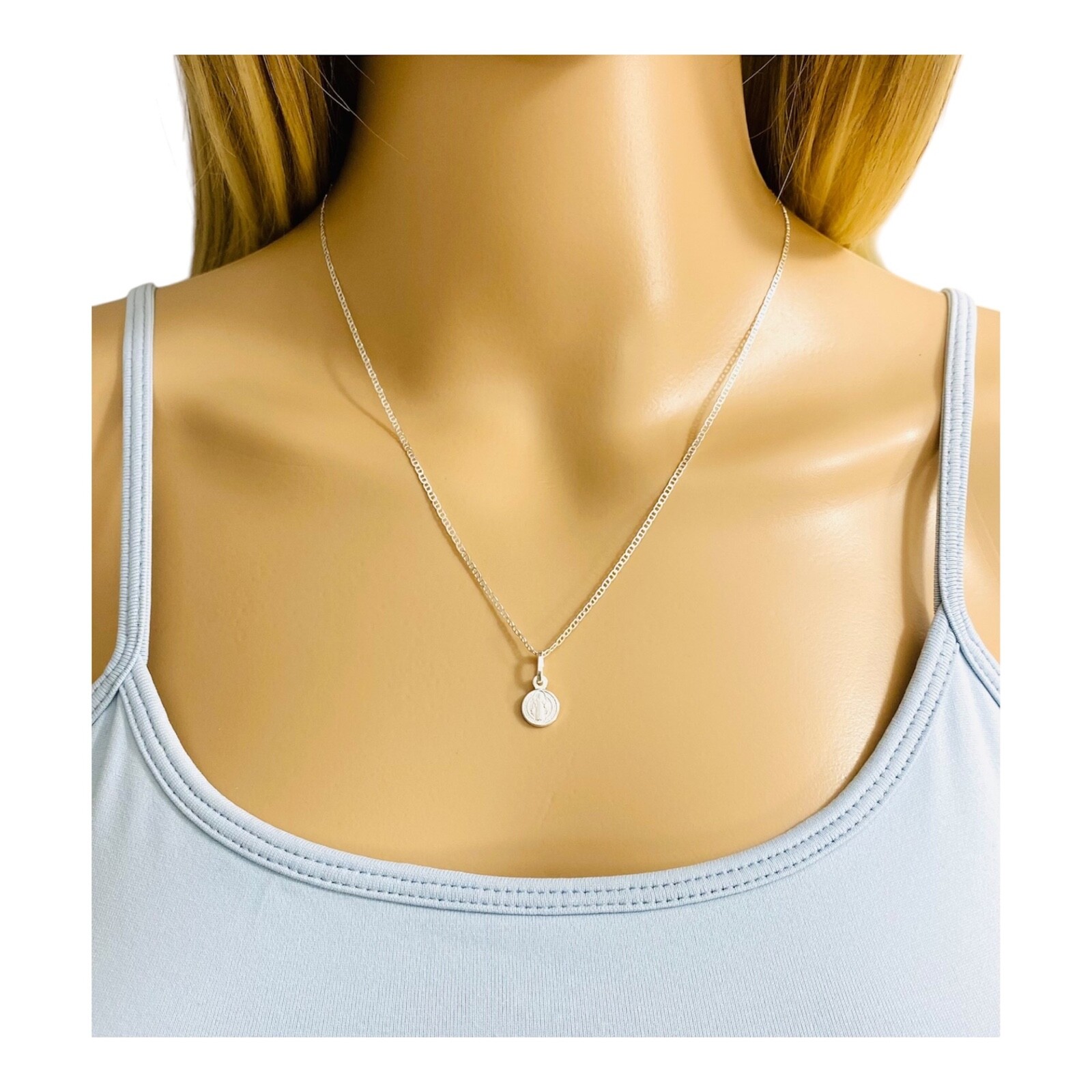 925 Sterling Silver Saint Benedict Pendant Necklace, 8mm Medal San Benito- N57